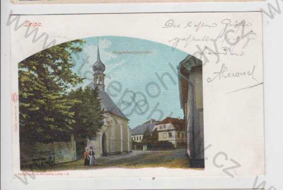  - Česká Lípa (Böhm. Leipa), Magdalenenkirche, kolorovaná, koláž, DA