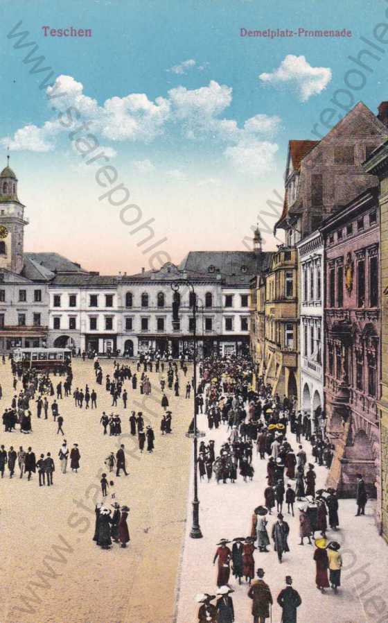  - Český Těšín (Tetschen), náměstí, tramvaj