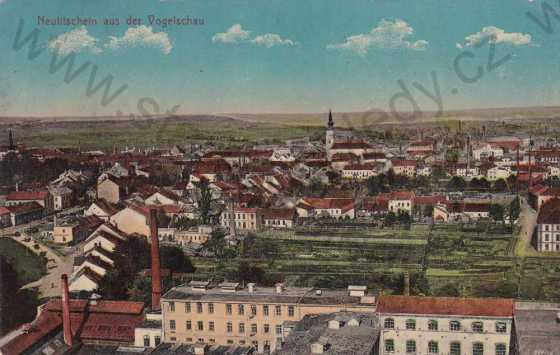  - Nový Jičín (Neutitschein), pohled na město z ptačí perspektivy, továrna