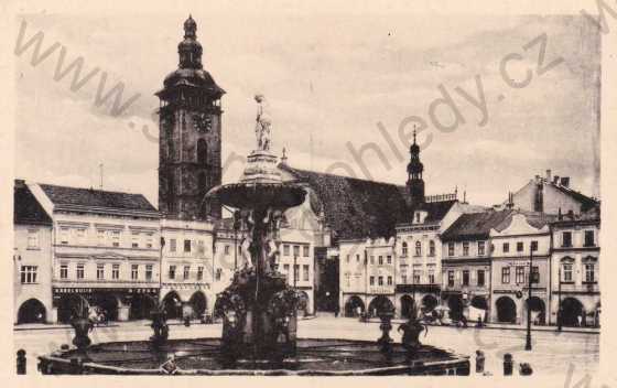  - České Budějovice, kašna Samson a Černá věž, foto J.Švec