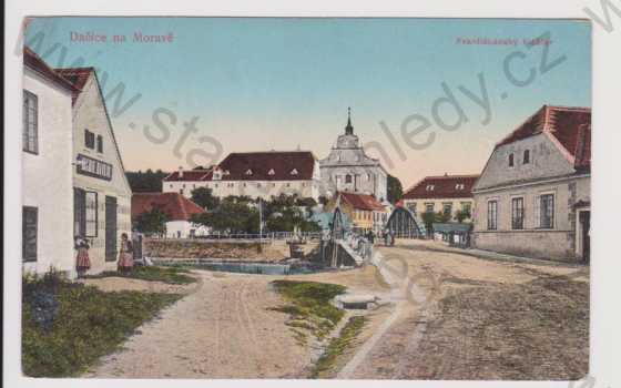  - Dačice na Moravě - Františkánský klášter, most, Dyje, obchod, kolorovaná