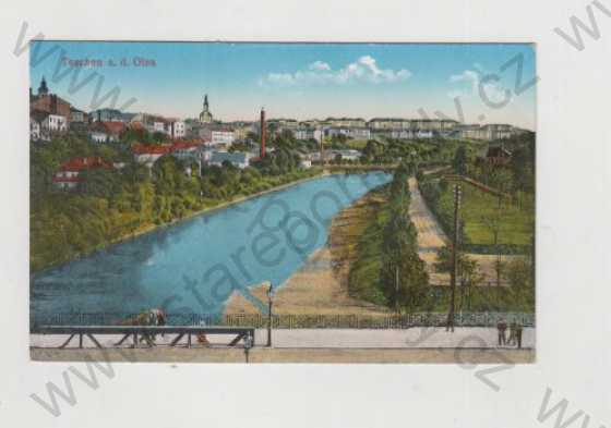  - Děčín (Tetschen), Pohled na město, Řeka, Most, kolorovaná