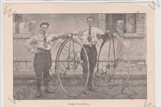  - Slovensko - Černý Košice - dva muži, bicykl (vysoké kolo), velký formát