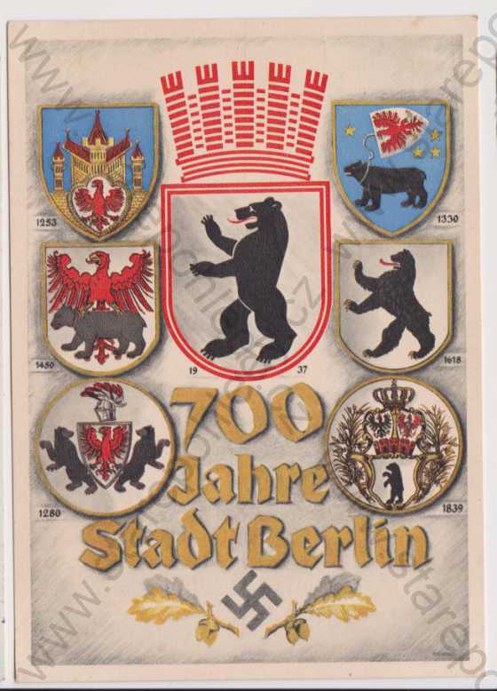  - 700 Jahre Stadt Berlin, znaky, koláž, kolorovaná, velký formát