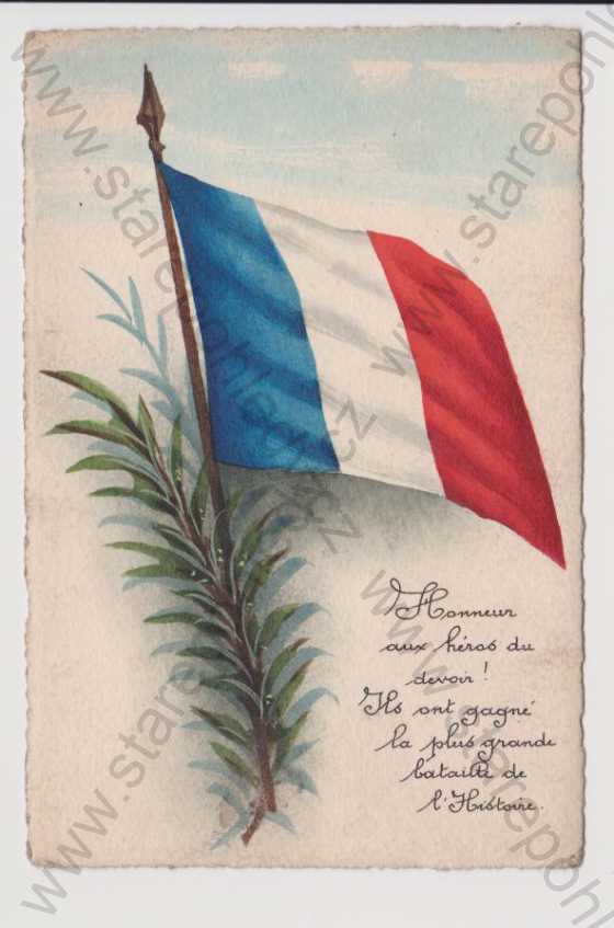  - Vlajka - Francie, koláž, kolorovaná, DA
