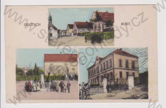  - Podbořanský Rohozec (Deutsch Rust) -Louny   škola, pomník, střed obce, kolorovaná