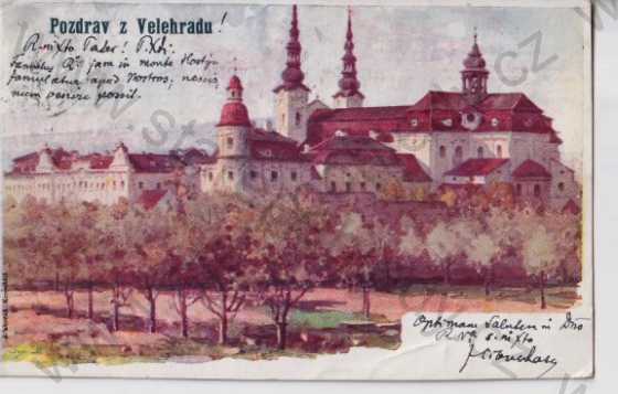  - Velehrad (Uherské Hradiště), poutní místo, DA, litografie, kresba, barevná