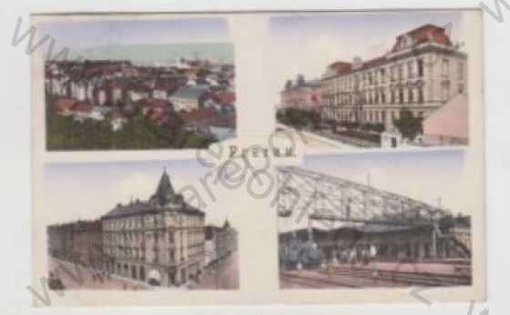  - Přerov (Prerau), více záběrů, celkový pohled, nádraží, kolorovaná