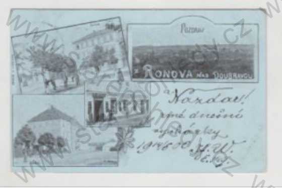  - Ronov nad Doubravou (Chrudim), více záběrů, fara, celkový pohled, zámek, obchod, koláž, DA