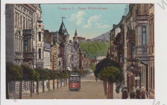 - Ústí nad Labem (Aussig) - Kaiser Wilhelmstrasse, tramvaj, kolorovaná