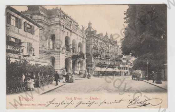  - Karlovy Vary (Karlsbad), divadlo, kůň, kočár, DA