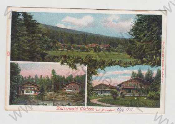  - Kladská (Kaiserwald Glatzen) - Cheb, Mariánské lázně, více záběrů, celkový pohled, chata, kolorovaná
