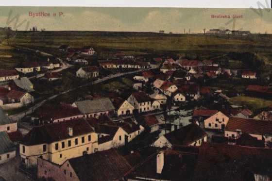  - Bystřice nad Perštýnem, Bratrská čtvrť (Žďár nad Sázavou), litografie, barevná, tlačený rámeček