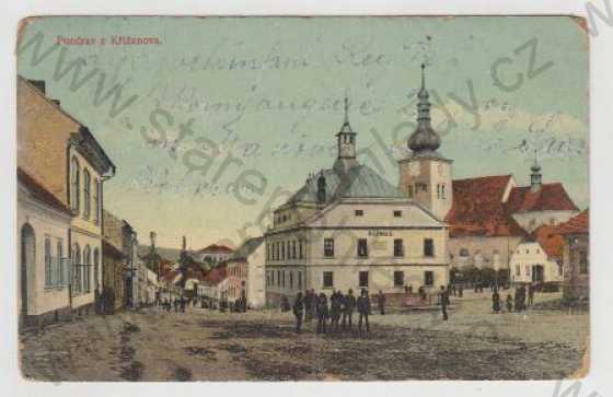  - Křižanov (Žďár nad Sázavou), náměstí, radnice, kolorovaná