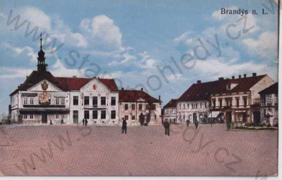  - Brandýs nad Labem (Praha - východ), náměstí, litografie, kolorovaná