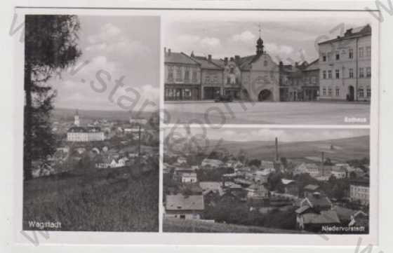  - Bílovec (Wagstadt), více záběrů, celkový pohled, náměstí, radnice
