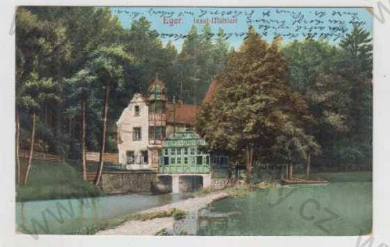  - Cheb (Eger), mlýn, řeka, restaurace, kolorovaná
