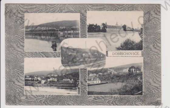  - Dobřichovice - celkový pohled, zámek, železnice, vilová čtvrť, partie, koláž