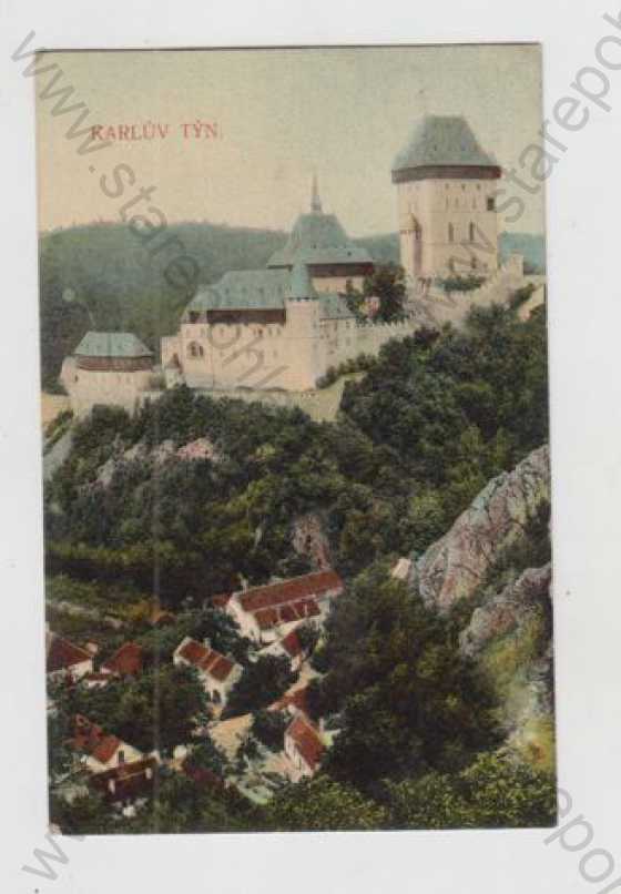  - Karlův Týn (Beroun), Karlštejn, hrad, kolorovaná