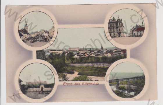  - Ivančice (Eibenschitz) - celkový pohled, náměstí, most, partie, kolorovaná