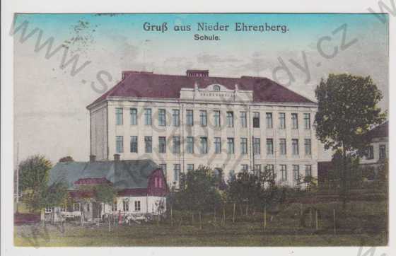  - Dolní Křečany (Nieder - Ehrenberg) - škola, kolorovaná
