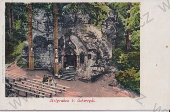  - Svojtkov - Schwoyka (Česká Lípa - Leipa in Böhmen), skalní kaple, kolorovaná, litografie, DA
