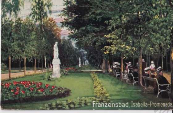  - Františkovy lázně - Franzensbad (Cheb - Eger) Isabelina promenáda, litografie, kolorovaná