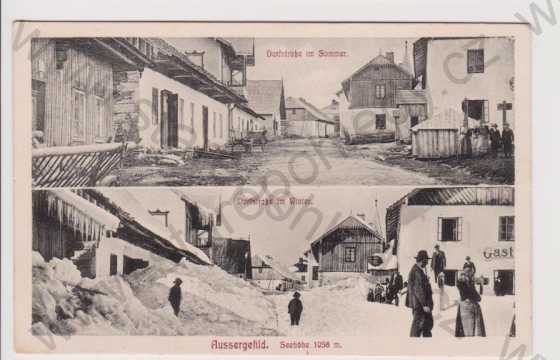  - Kvilda (Aussergefild) - Dorfstrasse (letní, zimní), hostinec