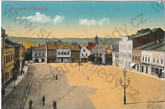  - Bílovec - Wagstadt (Nový Jičín) náměstí, litografie, kolorovaná