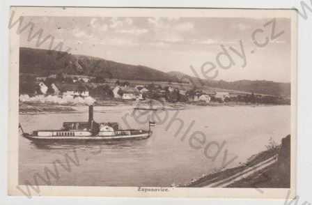  - Županovice (Příbram), celkový pohled, řeka, loď, parník