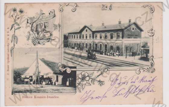  - Kounice - Ivančice - stanice, nádraží, koláž, DA