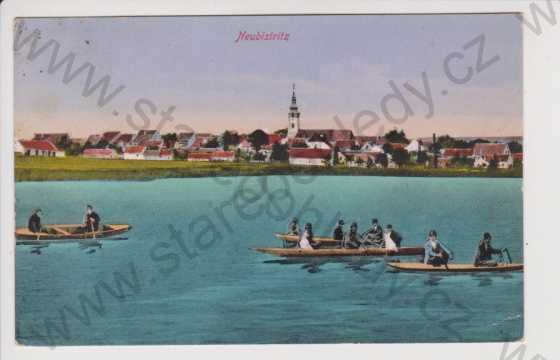  - Nová Bystřice (Neubistritz) - celkový pohled, loďky, kolorovaná