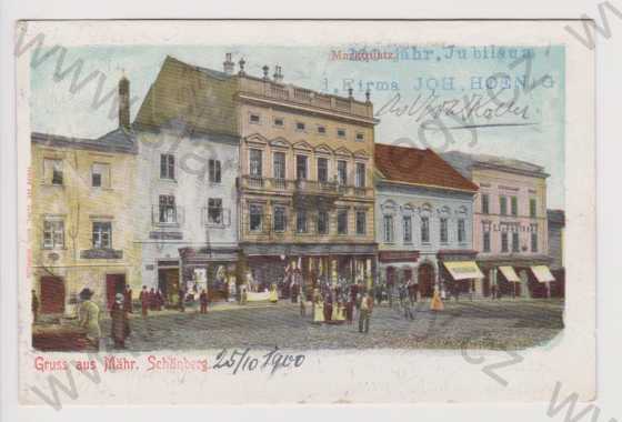  - Šumperk (Mährisch Schönberg) - náměstí, obchody, razítko 100. výročí Hoenig, DA
