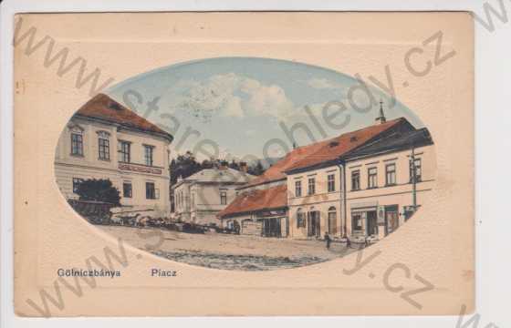 - Slovensko - Gelnica - náměstí, koláž, vystouplý rámeček, kolorovaná