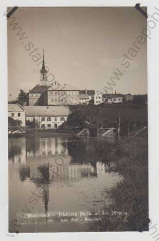  - Frymburk (Český Krumlov), řeka, most, částečný záběr města