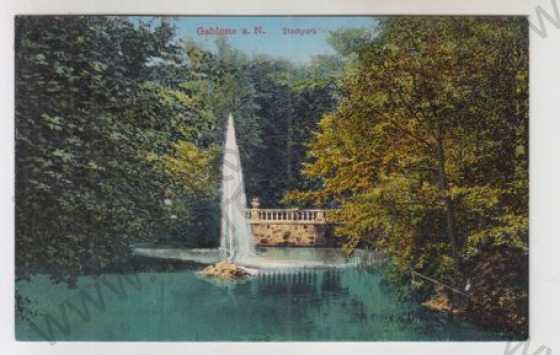  - Jablonec nad Nisou (Gablonz a. N.), park, vodotrysk, kašna, kolorovaná