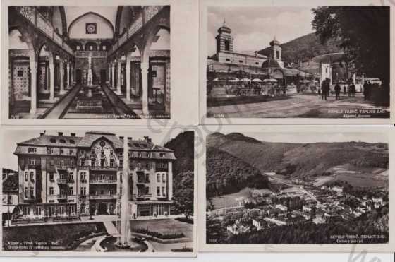  - 4x pohlednice: Trenčianské Teplice (Slovensko), lázně, město, kostel