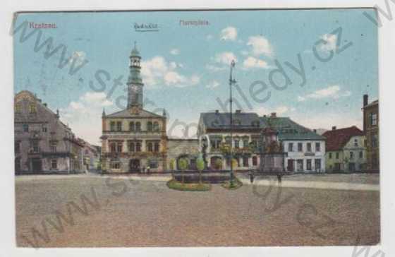  - Chrastava (Kratzau), náměstí, radnice, kolorovaná