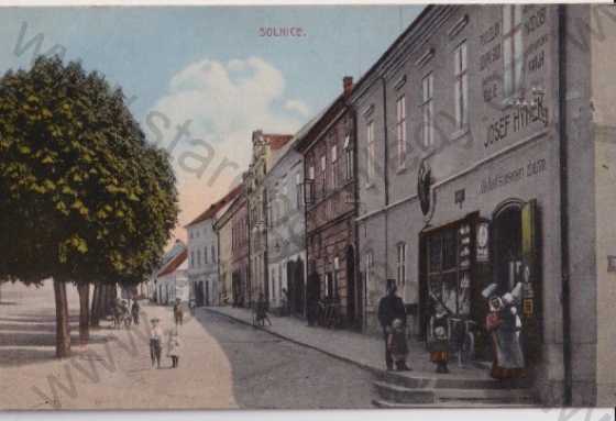  - Solnice (Rychnov nad Kněžnou), ulice, obchod, litografie, kolorovaná