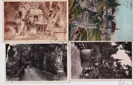  - 4x pohlednice: Český Ráj (Semily) Valdštejn, Malá Skála, litografie, kolorovaná, Grafo Čuda Holice