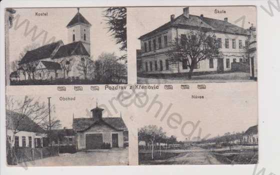  - Křenovice - kostel, škola, obchod, hasičské skladiště, náves