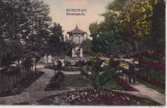  - Chomutov - Komotau, zahradní altán, park, litografie, kolorovaná