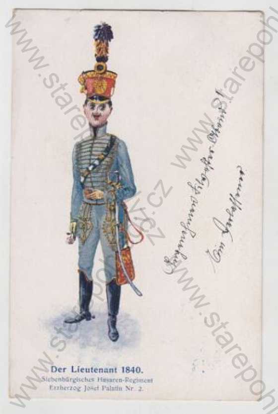  - Vojenství, Der Lieutenant 1840, uniforma, kolorovaná, DA