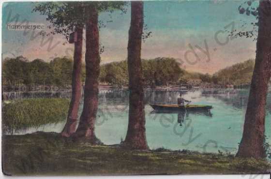  - Hamr na Jezeře - Kummer a. See (Česká Lípa - Böhmisch Leipa) rybník, loďka, kolorovaná