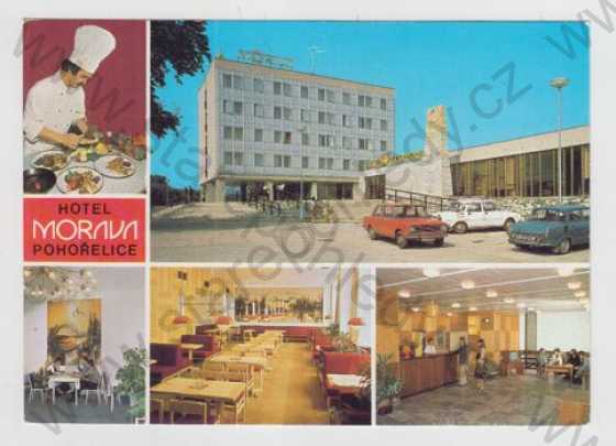 - Pohořelice (Břeclav), více záběrů, Hotel Morava, kuchař, automobil, restaurace, recepce