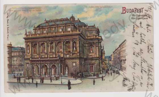 - Maďarsko - Budapešť - opera, litografie, DA, koláž, kolorovaná