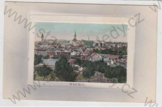  - Vyškov (Wischau), celkový pohled, kolorovaná, plastická karta