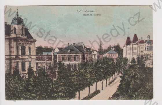  - Šluknov (Schluckenau) - Nádražní ulice, kolorovaná