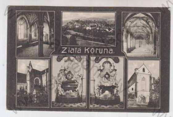  - Zlatá Koruna (Český Krumlov), více záběrů, celkový pohled, kostel, interiér, foto J.Seidel