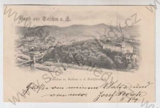  - Děčín (Tetschen), řeka, loď, částečný záběr města, DA